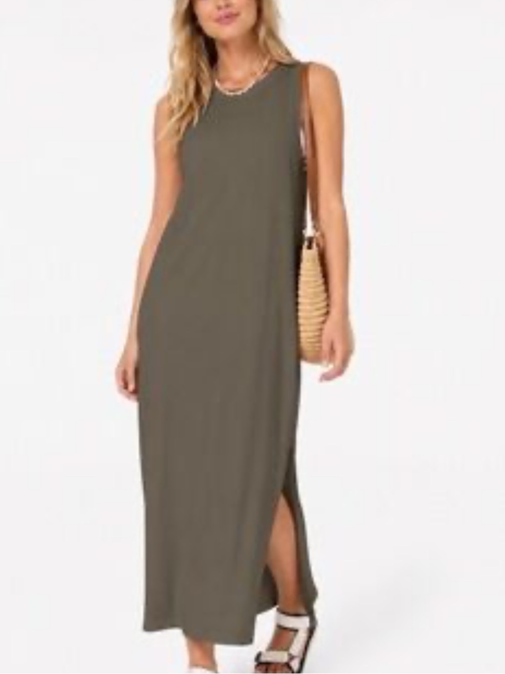 Lululemon 🍋 Ease of It All - Sleeveless Olive Maxi Dress with Side Slit